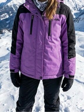 GGleaf Stylish Purple & Black Kids Girls Winter Ski Jacket Size 10/12